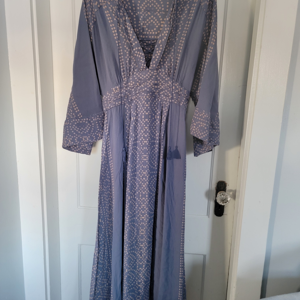 Free People Blue Bohemian Midi Dress Sz4 - Picture 6 of 8